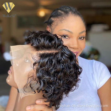 Perruque Pixie Cut Human Hair Wig For Black Women,Wholesale Glueless 13X4 Lace Front Peruvian Bob Wig,Short Hair Pixie Curls Wig